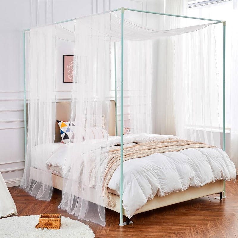 WANFASO House White Bed Canopy with Lights, Princess Sheer Canopy Bed Curtain for Girls Kids Room Decor, Twin Bed Canopy Scarf Curtains (2 Panel) - Image 3